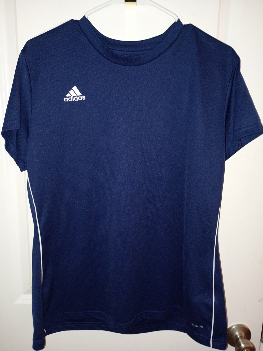 adidas Navy Blue Short Sleeve Athletic Jersey with White Trim